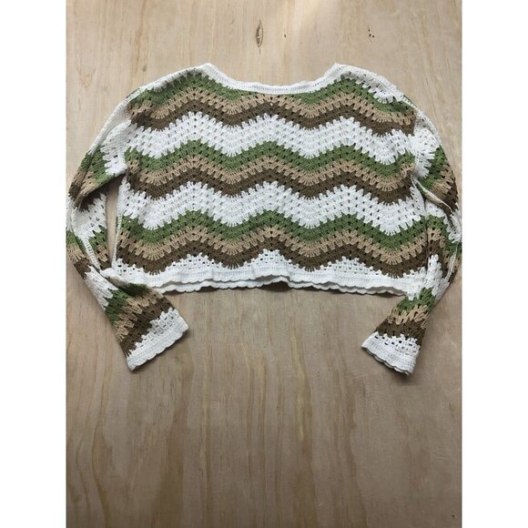 Truth by Republic Sweater Western Festival Large Crochet Knit Pullover Boho Crop - Picture 3 of 6